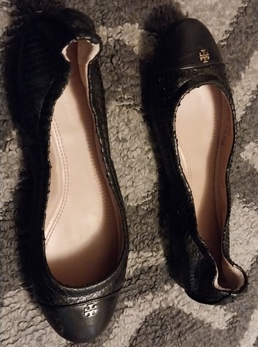 Tory Burch Reva Ballet Flats Snake Print Leather Slip-On Shoes Women's Size 7.5M - Picture 2 of 7
