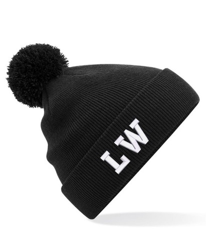 Personalised Junior Pom Pom Beanie Bobble Hat With Name Slogan Kids Childrens - Picture 2 of 9