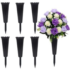 Memorial Floral Vases, Cemetery Vase, Headstones Flower Holder, Plastic,6 Pack