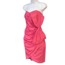 Vtg Climax David Howard Strapless Bow Dress Barbiecore 80s Prom Cocktail