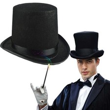 Unisex Black Top Hat for Costume Party Magician Role Play or Stage Show