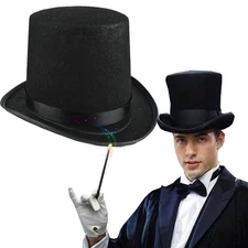 Unisex Black Top Hat for Costume Party Magician Role Play or Stage Show