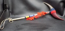 Native American Sioux Indian horn dance wand with beaded handle.  Wrapped with l