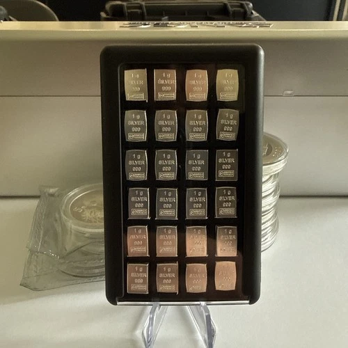 24 X 1g Silver Valcambi Suisse solid silver bars 999 Bullion In Element Card