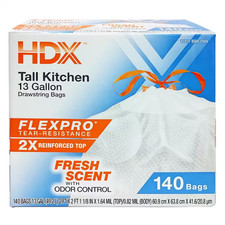 Flexpro 13 Gallon Fresh Scent Tall Kitchen Trash Bag 140-Count 