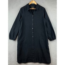 Lilly Pulitzer Black Linen Button Down Shirt Dress Long Sleeve Size 8
