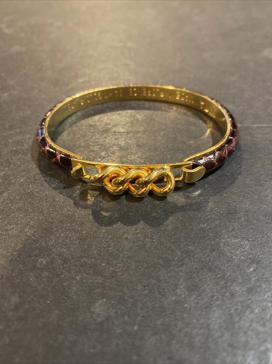 ハンドバッグ Golden  Borsa A Mano Vita In Pelle VITA 24 Kt Gold Plate Tan Snakeskin Leather Bracelet Made in
