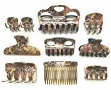 Hair Claw Women's Beige Black Leopard Spots Animal Print Jaw Clip Made in France