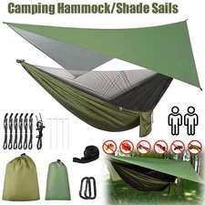 Camping Hammock with Rain Fly Tarp and Mosquito Net Portable Double Hammock Tent