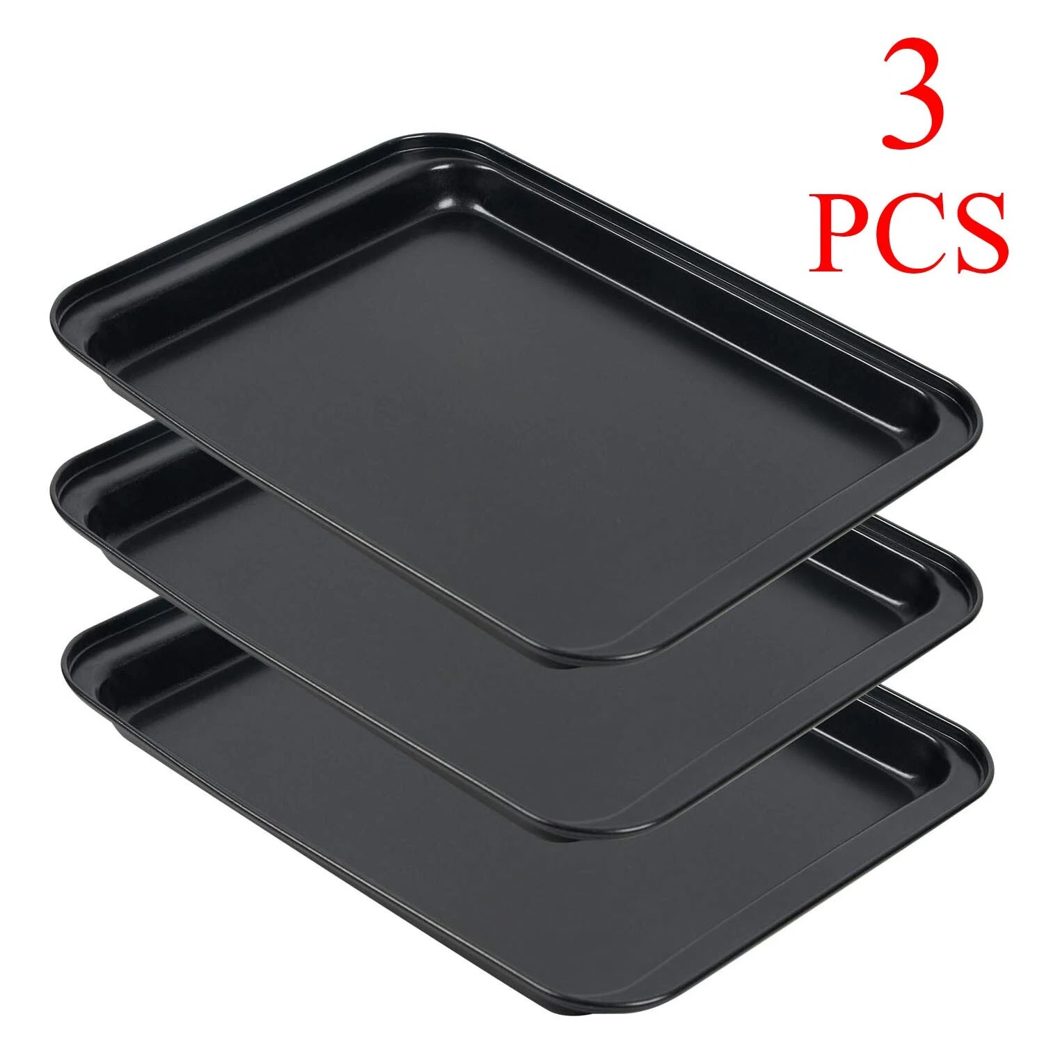3-Piece Non-Stick Cookie Sheet Pan Set Baking Trays for Toaster Oven Kitchen
Opens in a new window o