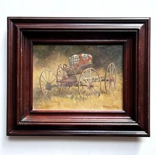 Original Charles William Shaw Oil Painting Red Coverlet Western Texas Artist