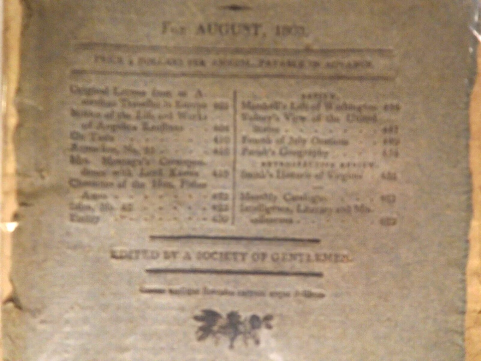 Antique 1808 Monthly Anthology Boston Review Society of Gentlemen Magazine Foto 3 de 4