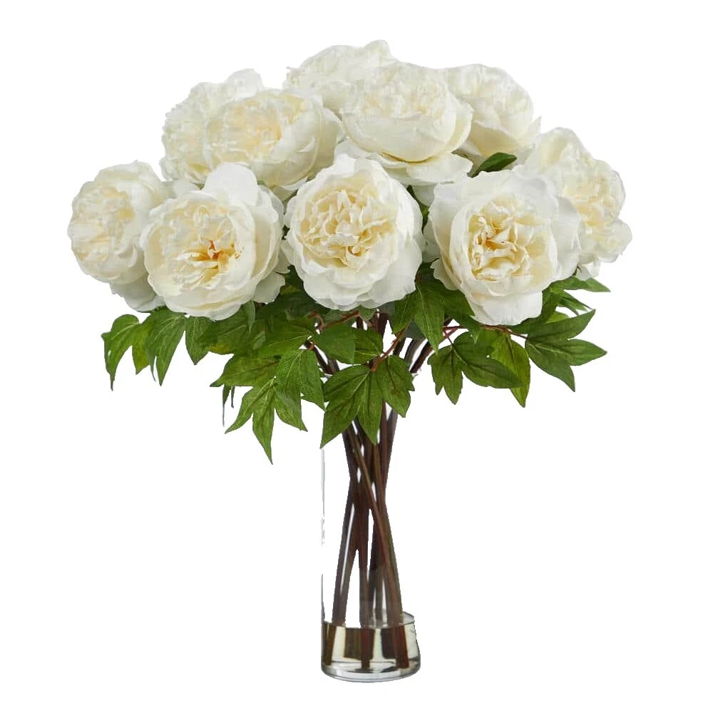 Peony White Plastic Floral Décor