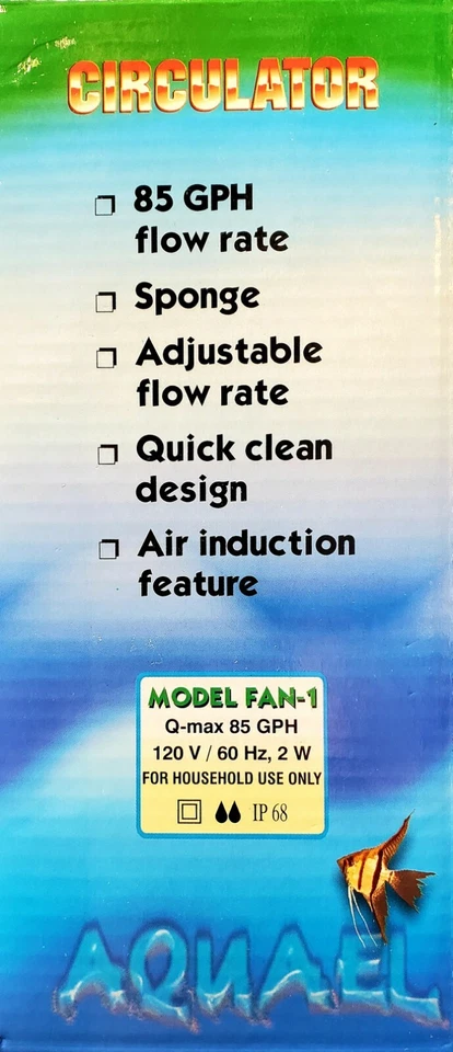 CIRCULADOR AQUAEL PLUS 10-25 VENTILADOR 1 BOMBA FILTRO AGUA ACUARIO INTERNO 85 GPH Foto 4 de 4