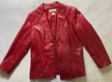 Presten & York Petites Women's Red Lambskin Jacket -pm + Designer Pants (size 4)