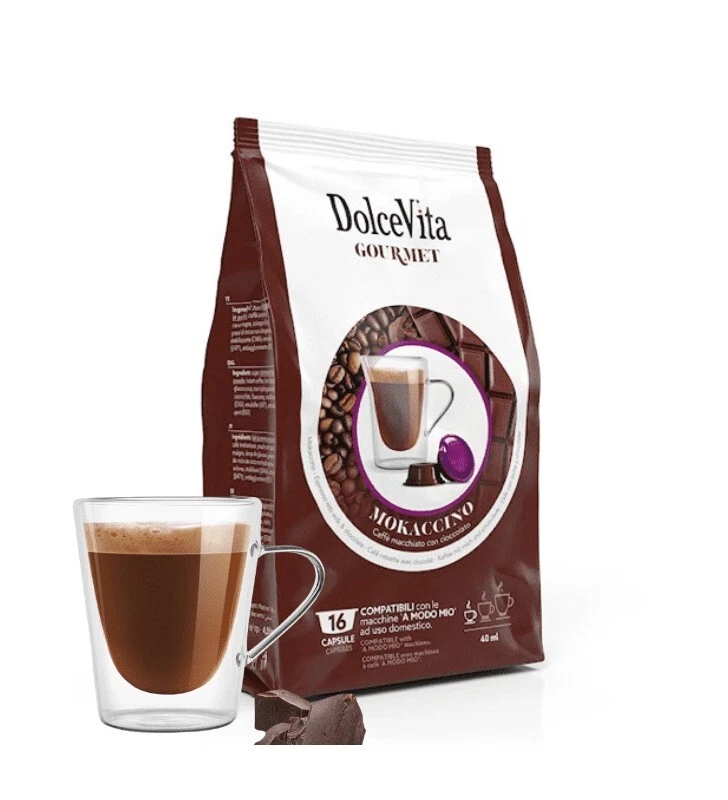80 Capsule MOKACCINO marchio Dolce Vita compatibili LAVAZZA A MODO MIO Mocaccino