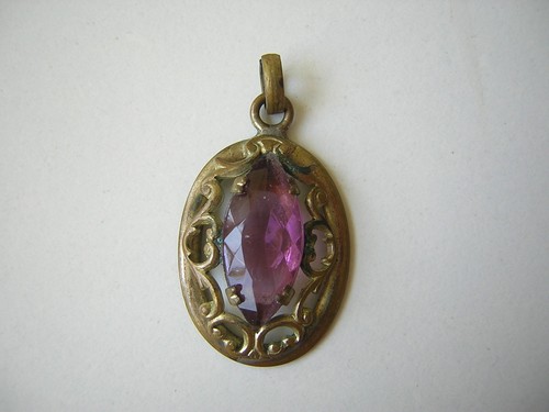 Pendentif Vintage Années 70 - Émaux D'art Violet - Monture Argenté - 4.5 Cm