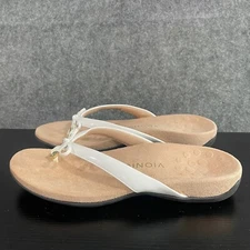 Vionic Bella Sandal Women 9.5 White Bow Orthotic Thong Comfort Slip On Flip Flop