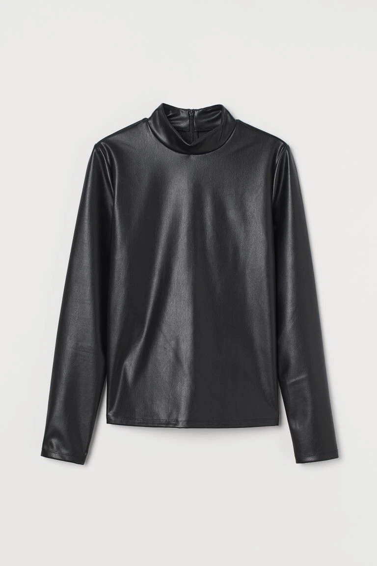 H M Faux Leather Top New With Tags XS