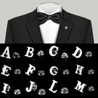 26 Letters A-Z Initial Brooch Pins for Men Women Silver Suit Lapel Pin Jewelry