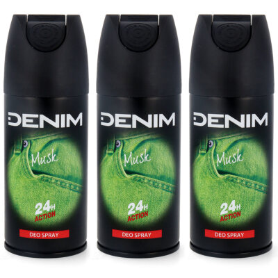 DENIM Musk deodorant for men 3x150 ml deo body spray
