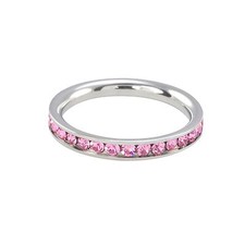 Pink Stainless Steel CZ Ring 4mm Stackable Band Cubic Zirconia Womens and Girls