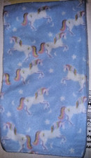 Angel of Mine 30 x 30 Fleece Baby Blanket Blue with Unicorns and Stars