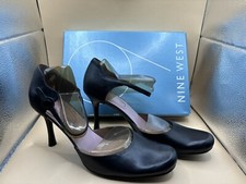 New Nine West NWABISH BLACK LEATHER 8 1/2 nib High Heels Dress Shoes 8.5