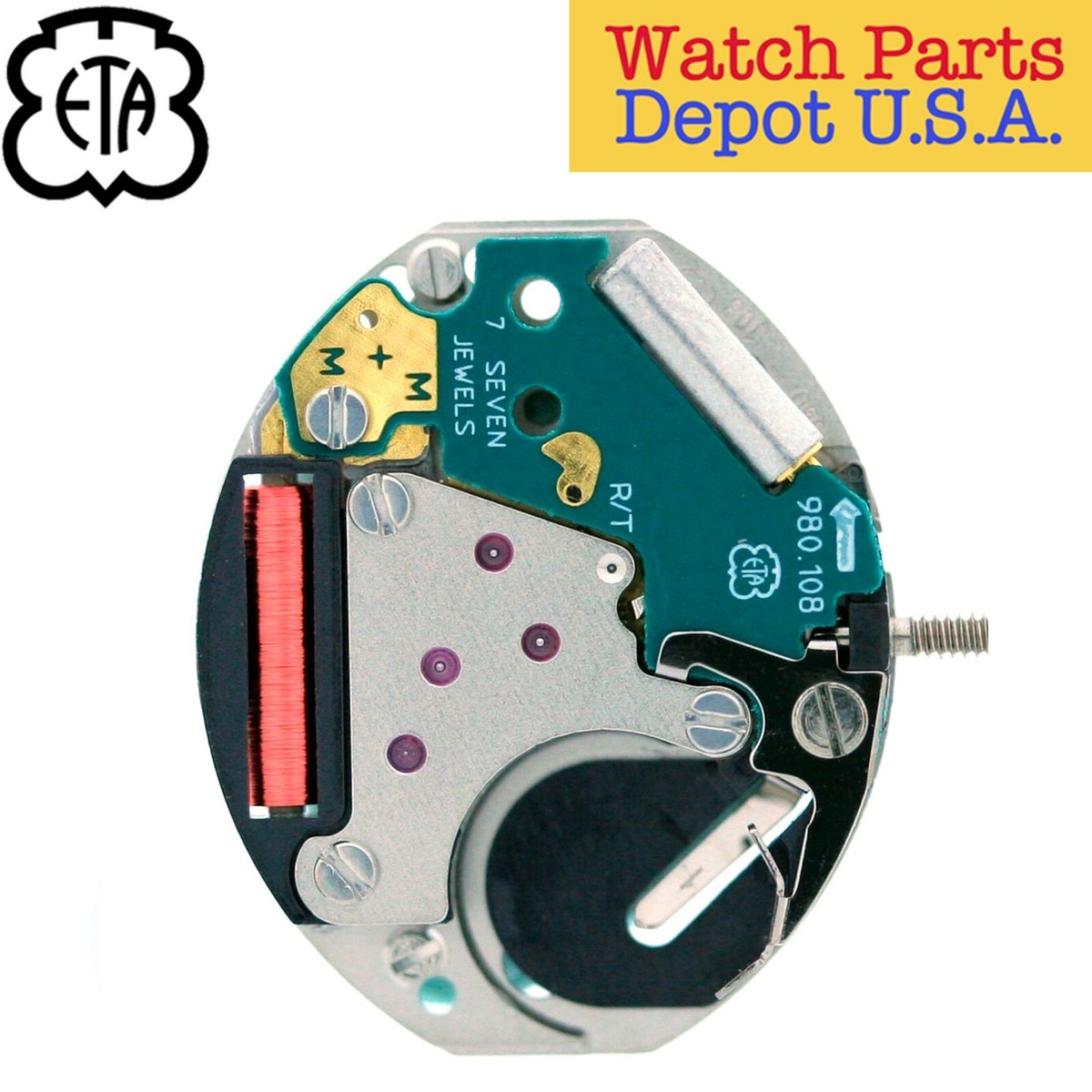 Genuine ETA 980.108 Quartz 2 Handed Movement Swiss Parts Overall