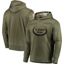 2018 Men's Olive Salute to Service Sideline Therma Pullover Hoodie Sweatshirt.