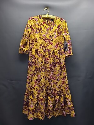 Scoop Yellow with purple Floral Dress Size 4-6 | eBay