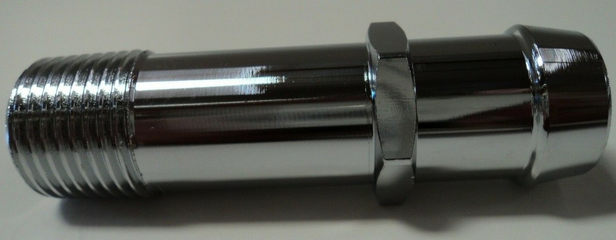 Chrome Steel Water Pump Heater Hose Fitting – 1/2" NPT To 3/4" Barb For Chevy SBC/BBC