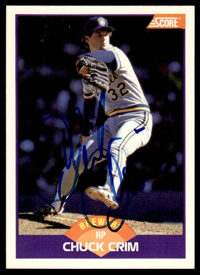 1989 Score #272 Chuck Crim * Milwaukee Brewers * Signed * Auto * Autographed