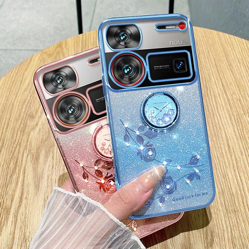 For ZTE nubia Z60 Ultra, Luxury Bling Glitter Clear Ring Holder Soft Case Cover - Image 3 of 4