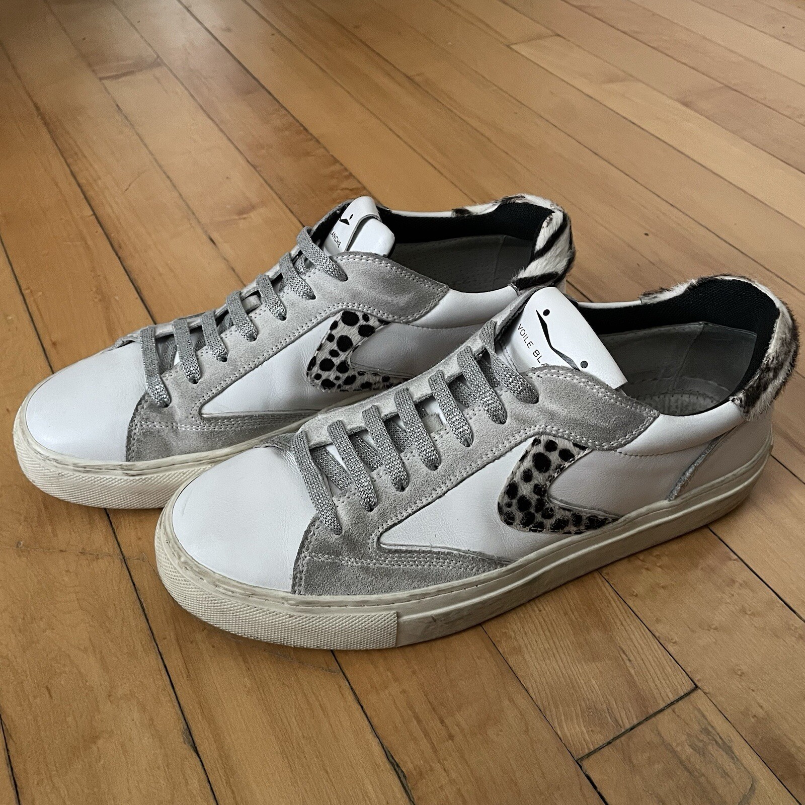 PONY Scarpe sneakers Voile Blanche donna Tropea pelle pelliccia di cavallo EU 39 US 8 9 $234