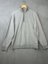 Polo  Ralph Lauren Performance Sweater Mens Large Gray Fine Gauge Terry 1/4 Zip