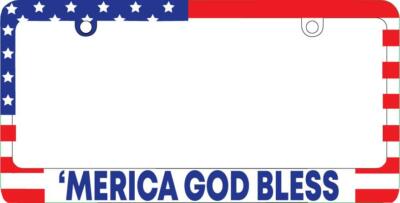 'Merica God Bless 3D USA Flag Plastic License Plate Patriotic