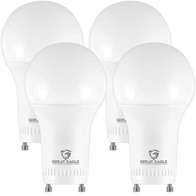 Great Eagle GU24 Led Bulb - A19 Shape, 9W (60W Equivalent), Dimmable, 4000K C...