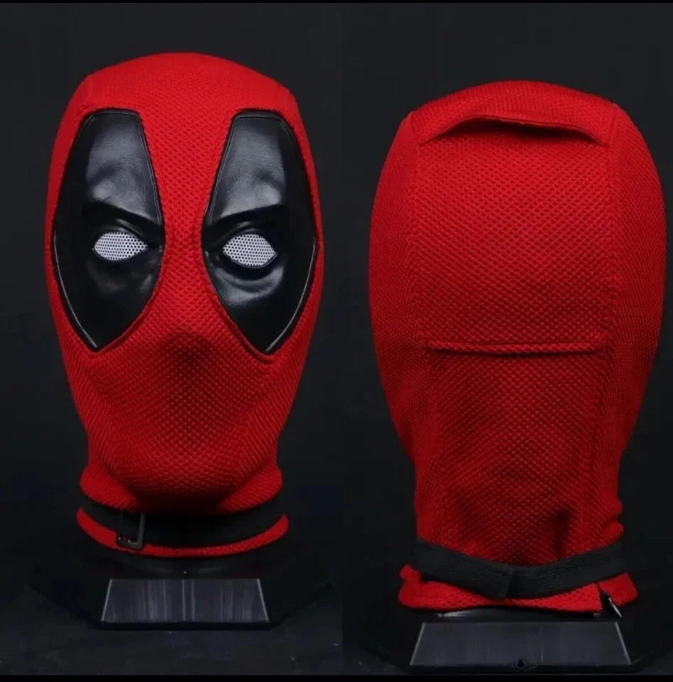 Máscara facial completa de lujo Deadpool transpirable casco de punto utilería de Halloween juegos con disfraces Foto 2 de 4