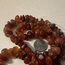Orange Brown Smooth Stone Nugget Loose Beads Strand, Brown Stone Chip Beads