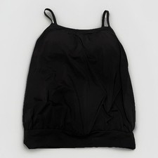 Lands' End Tankini Blouson Black Spaghetti Strap Swim Top Adjustable Buckle Sz 4