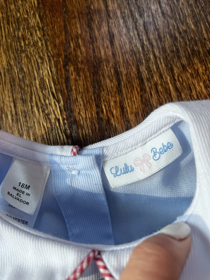 LULU BEBE BORDADO CAVALO DE BALANÇO BOLHA Azul 18 M Colar Peter Pan - Imagem 3 de 4