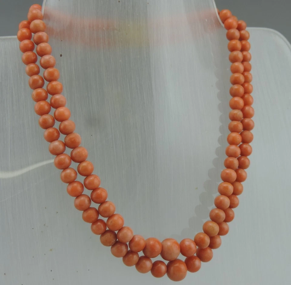 Ancien Collier ras cou en Corail saumon naturel Antique corail poids 59.2 Gramme - Photo 3/4