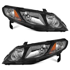 Headlights Assembly For 2006-2011 Honda Civic Sedan 4dr Headlamps Blackwo Bulb Headlights Assembly For 2006-2011 Honda Civic Sedan 4dr Headlamps Blackwo Bulb
