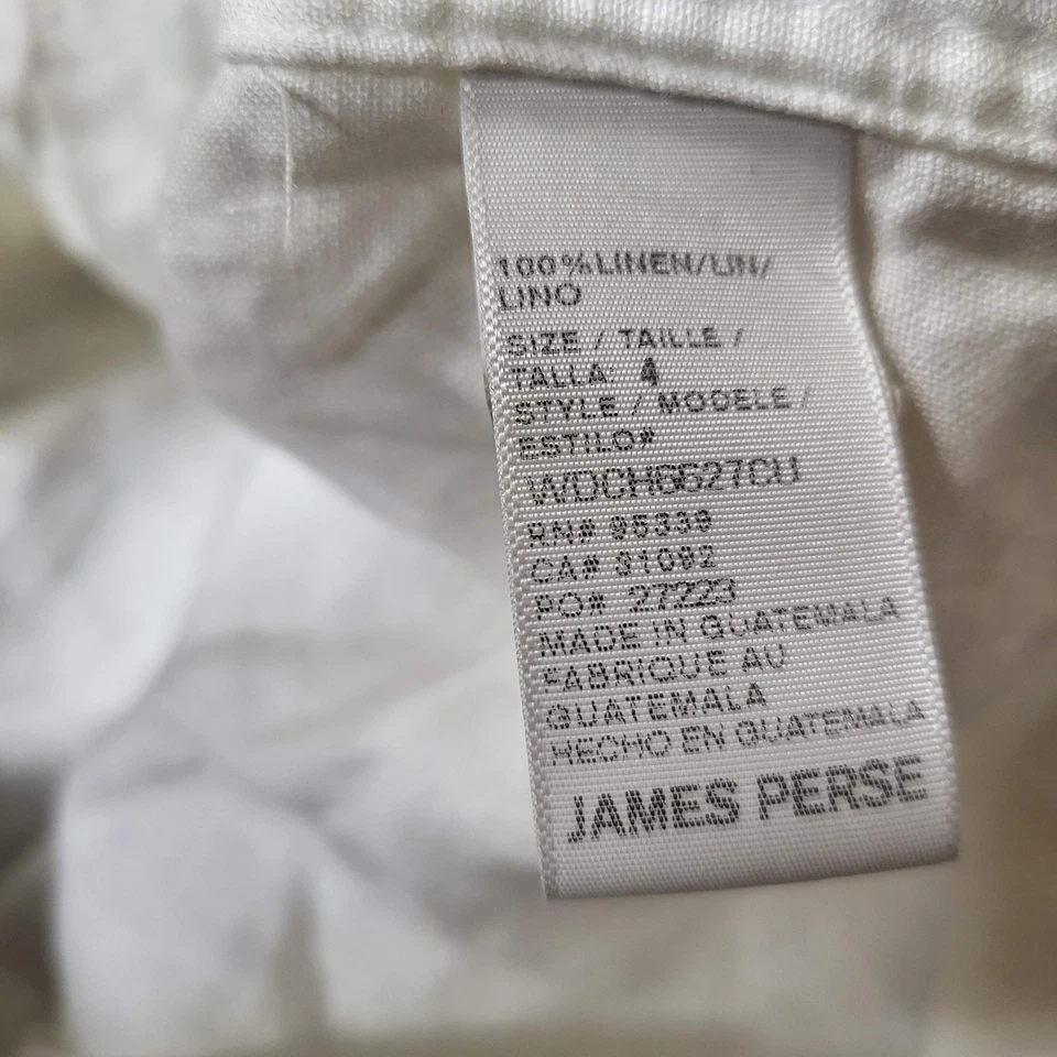 James Perse 女式连衣裙 4 白色换档迷你亚麻纽扣亨利 — 第 4/4 张图片