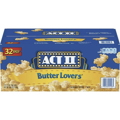 ACT II Butter Lovers Microwave Popcorn 2.75 oz 32 Pack Bulk Snack