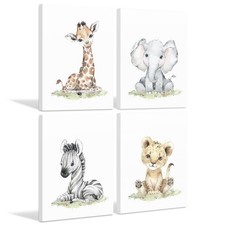 Safari Nursery Wall Art Decor Baby Animal Canvas Wall Art Woodland Nursery Wa...