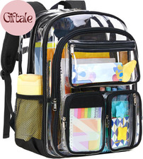 Clear Backpack for School - Heavy Duty Transparent Bookbag for Girls Boys Large