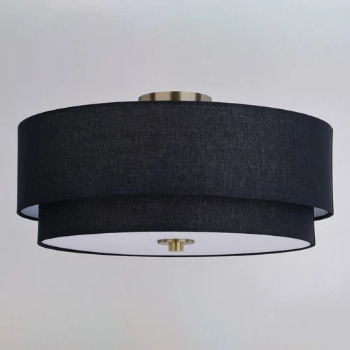 Burnaby 20.5-in. 4 Light Semi-Flush Matte Brass with Black Fabric - Picture 4 of 6