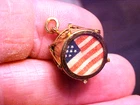 c1900 Civil War Veteran Drum w/Cloth American Flag Charm Pendant 10x15mm RARE!